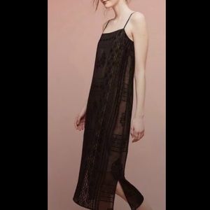 Anthropologie Floreat Luna Black Art Deco Dress Size XS